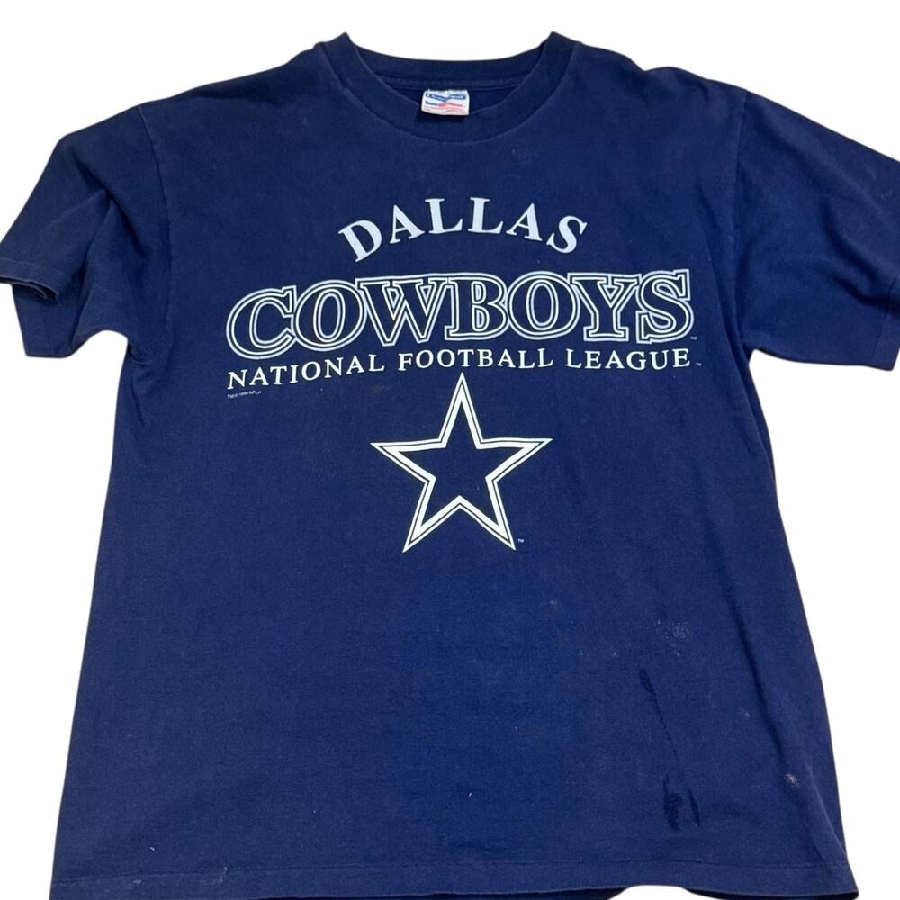 Vintage Dallas Cowboys Single Stitch Large ChampKnits Team Hanes Blue T-Shirt